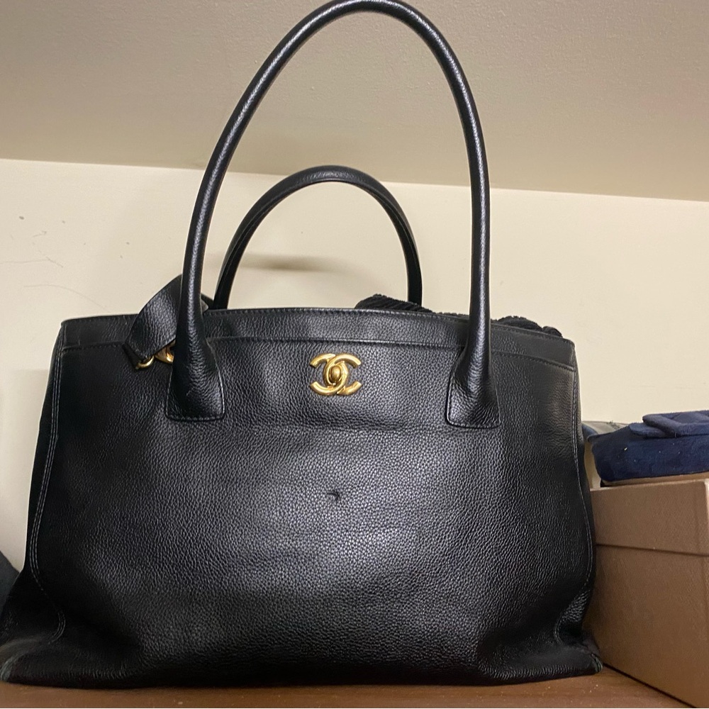Chanel Black Leather Tote Bag